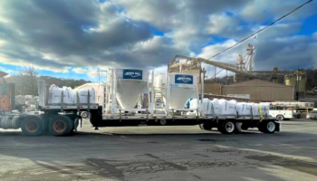 Silo Delivery by Package Pavement Image of two spec mix silos